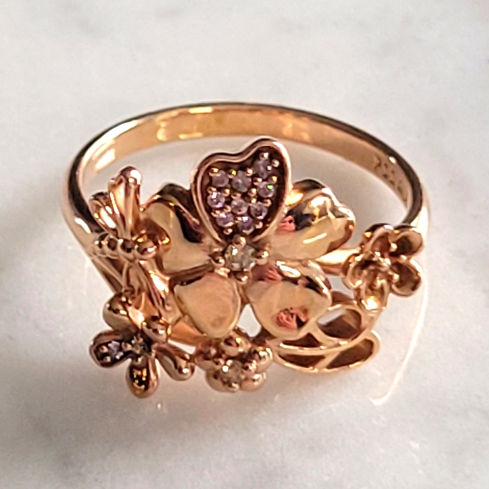Pandora Rose Gold Tone Wildflower Ring